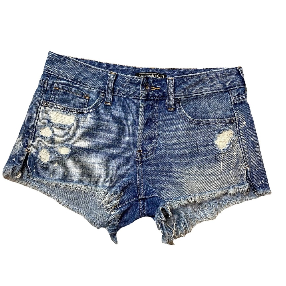 Abercrombie & Fitch Distressed Denim Cutoff Shorts Frayed Hem Women's 25 Y2k